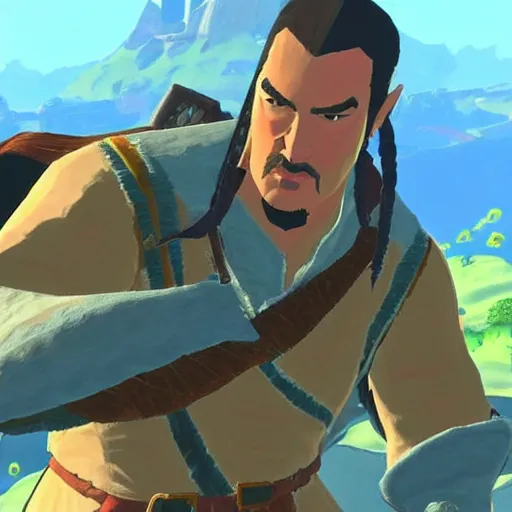 Prompt: Steven Seagal in The Legend of Zelda Breath of the Wild