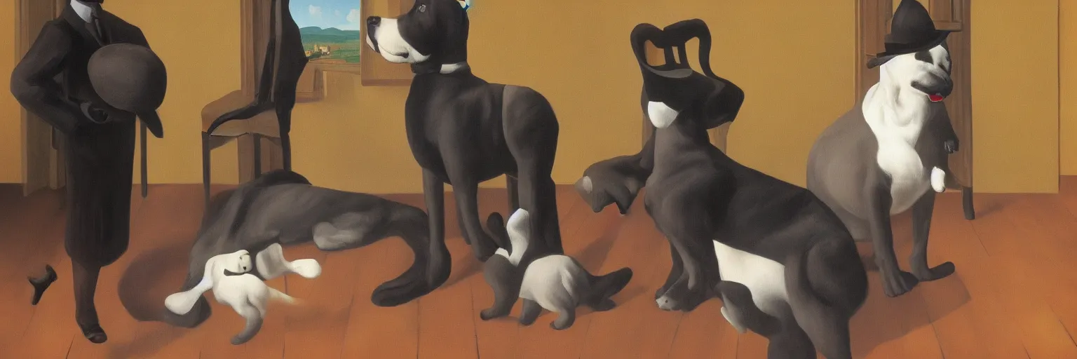 Image similar to dog painting magritte