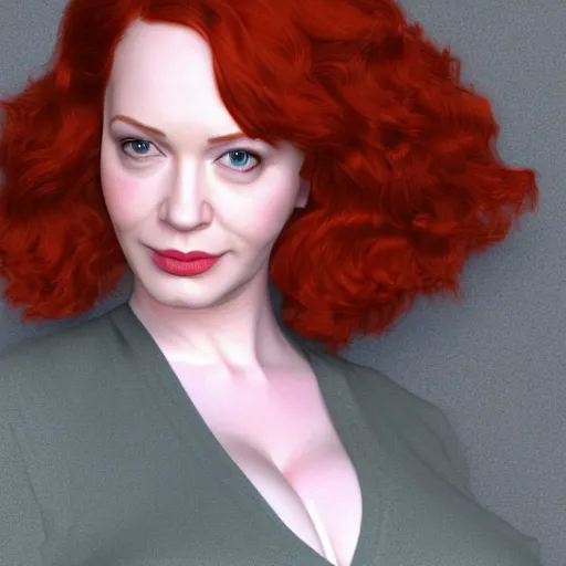 Image similar to christina hendricks as ole characters, 3 d render, blender,