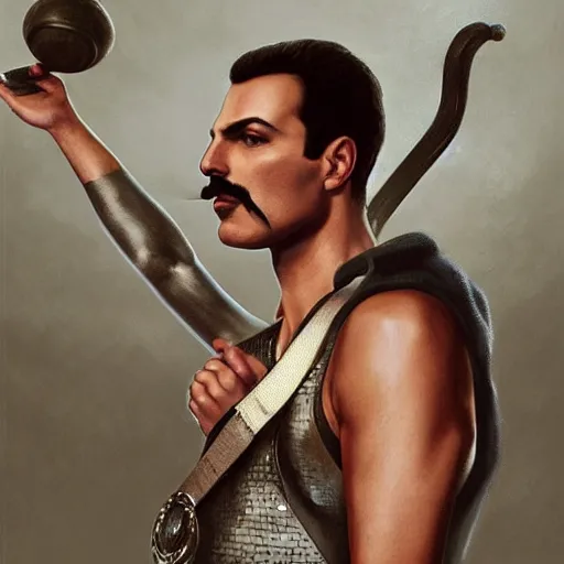 Prompt: portrait of freddie mercury playing mario after hitting the gym for one year, fantasy, intricate, elegant, highly detailed, digital painting, artstation, concept art, matte, sharp focus, illustration, art by aenaluck and roberto ferri and greg rutkowski, digital painting