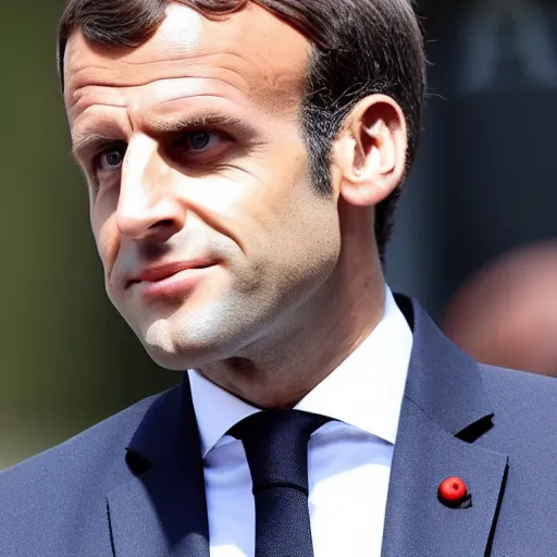 Prompt: Emmanuel Macron with scabs on the face, scabs, crust