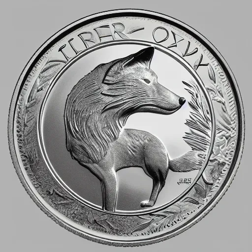 Prompt: a commemorative silver coin depicting a noble fox, today's featured numismatics photography 1 6 k