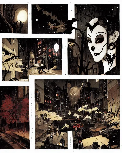 Image similar to spooky halloween night, evil, horror aesthetic, cinematic, dramatic, super detailed and intricate, by koson ohara, by darwyn cooke, by greg rutkowski, by satoshi kon