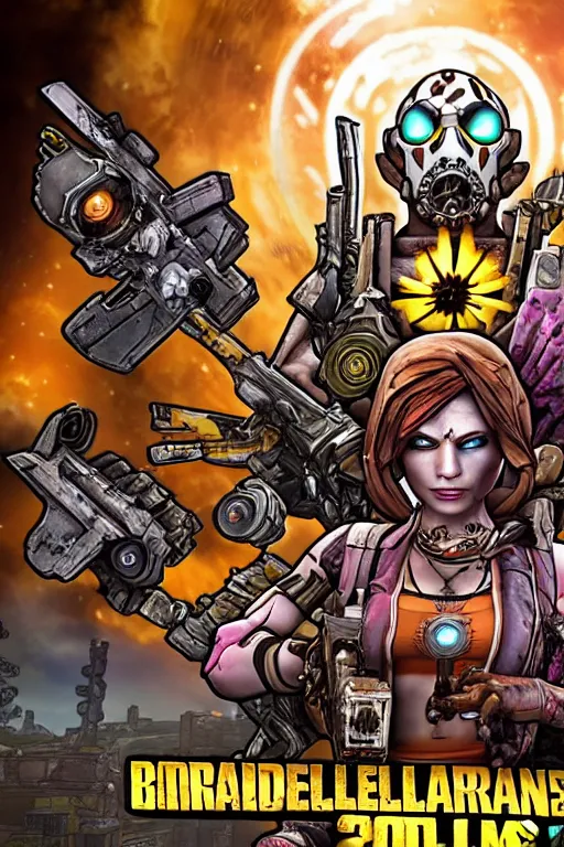 Prompt: borderlands 2 maya in the centre of the frame with borderlands 2 backdrop