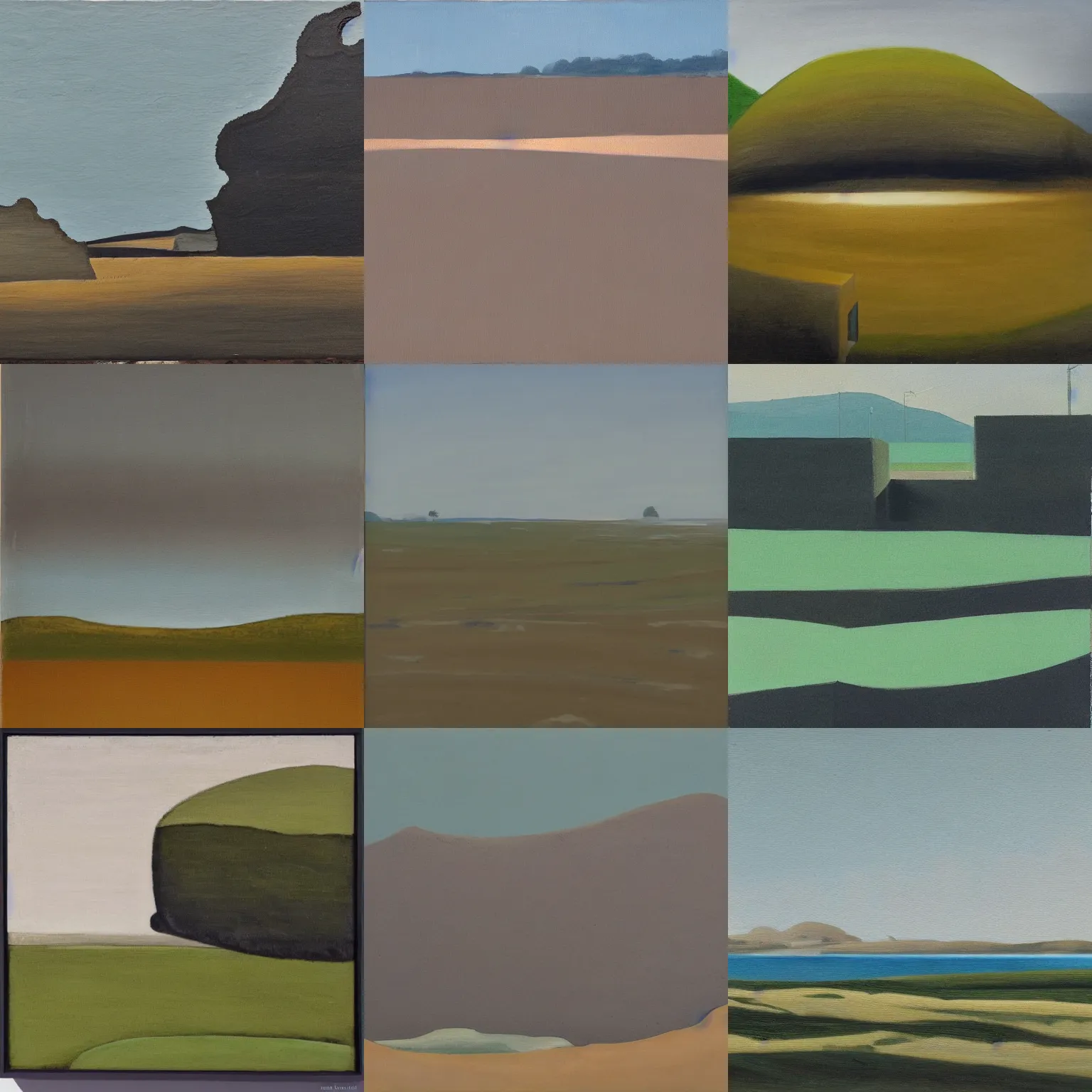 Prompt: a beautiful landscape painting in the style of alvaro siza vieira, real life