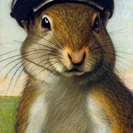 Prompt: by waterhouse, picture portrait of a squirrel wearing ww 2 aviator cap, photorealism, 8 k,