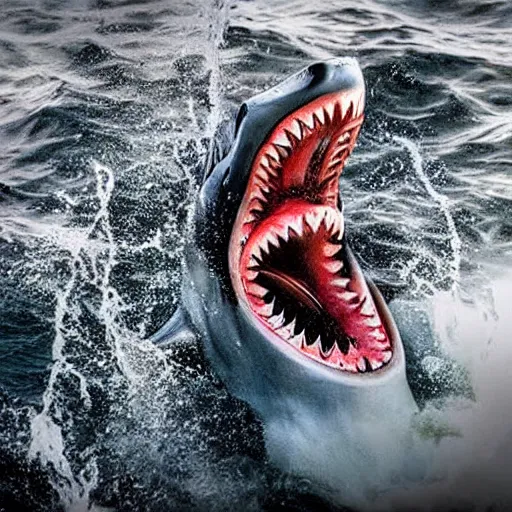 Image similar to photo of a fire spout with sharks in it, sharknado,