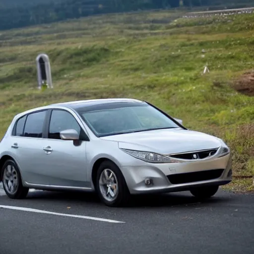 Prompt: housewife car on a rural highway