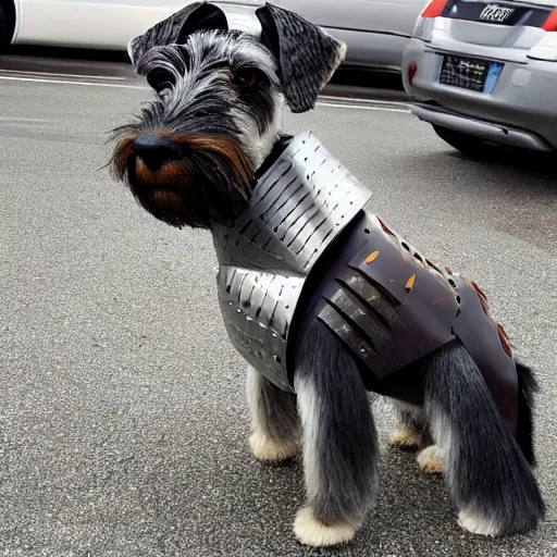 Prompt: A Samurai Schnauzer in armor