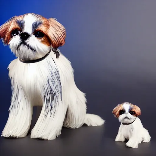 Image similar to Metal Robot Shihtzu, OLED Eyes, Gears, blue lights