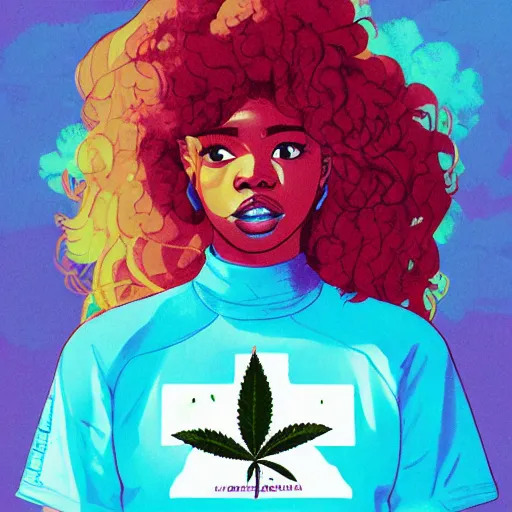 Prompt: sza profile picture by sachin teng, ganja, marijuana, organic painting, hard edges, masterpiece, smoke, asymmetrical, matte paint, energetic