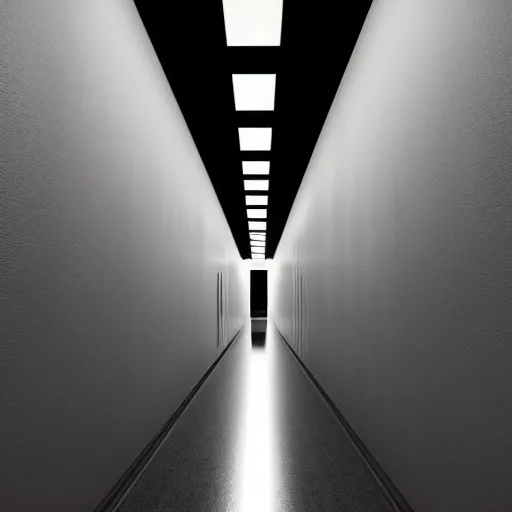 Image similar to a dark and recursive hallway, with a heavenly glow