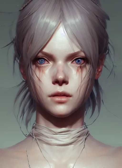 Image similar to 2b, au naturel, hyper detailed, digital art, trending in artstation, cinematic lighting, studio quality, smooth render, unreal engine 5 rendered, octane rendered, art style by klimt and nixeu and ian sprigger and wlop and krenz cushart