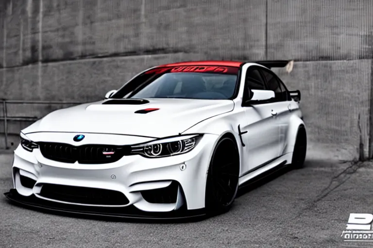 Image similar to Widebody black f80 m3 with hood-exit exhaust