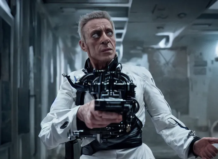 Image similar to film still of johnny silverhand in the new scifi movie, 4 k