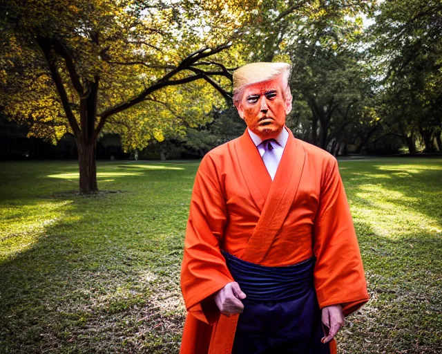 Image similar to award winning 5 5 mm portrait photo of trump as songoku, in a park by stefan kostic. soft light. nikon d 7 5 0