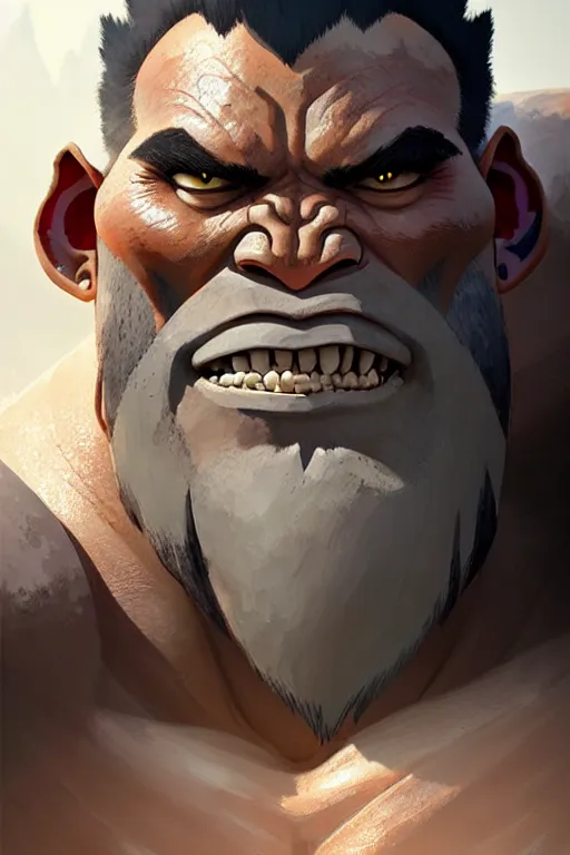 Image similar to orc barbarian male, finely detailed perfect face, exquisite details, earth magic, mid view, design on a white background, by studio muti, greg rutkowski makoto shinkai takashi takeuchi studio ghibli