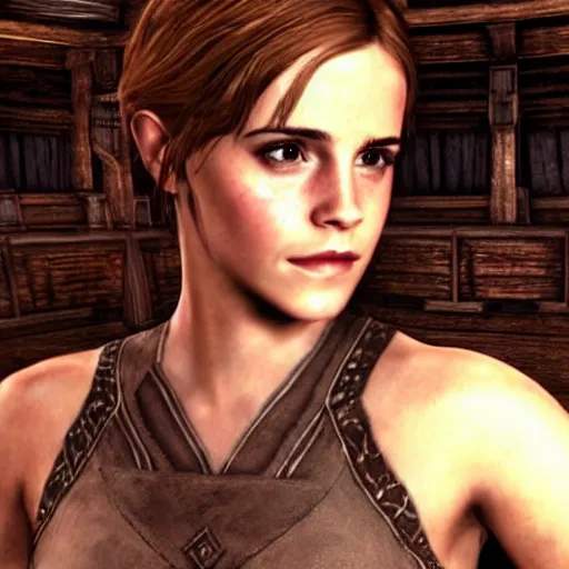 Image similar to A concept art of Emma Watson in The Elder Scrolls V: Skyrim (2009 video game)