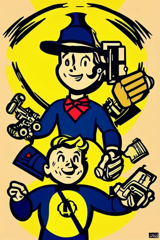 Image similar to fallout 7 6 retro futurist illustration art by butcher billy, sticker, colorful, illustration, highly detailed, simple, smooth and clean vector curves, no jagged lines, vector art, smooth andy warhol style