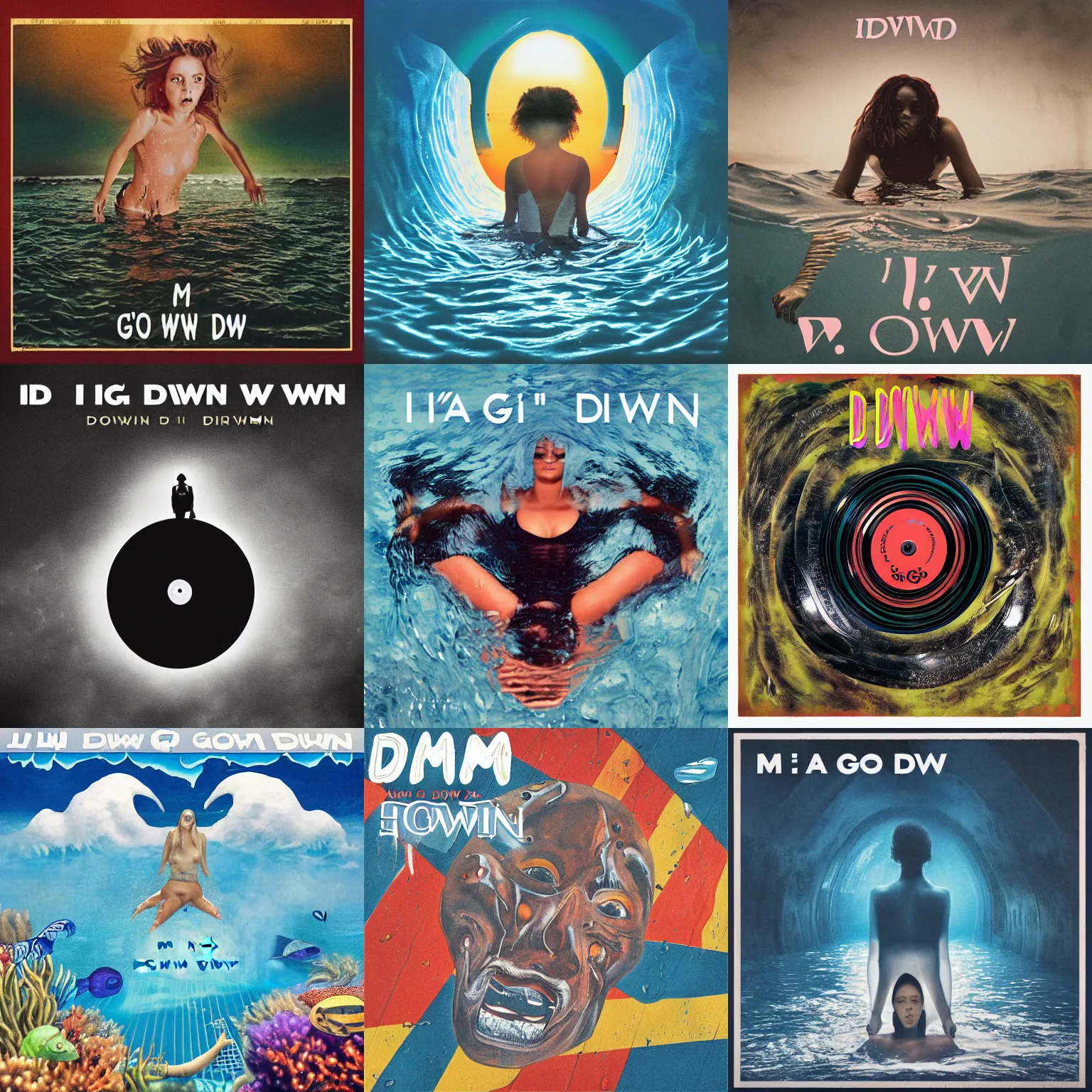 Prompt: i'ma go drown, album cover art