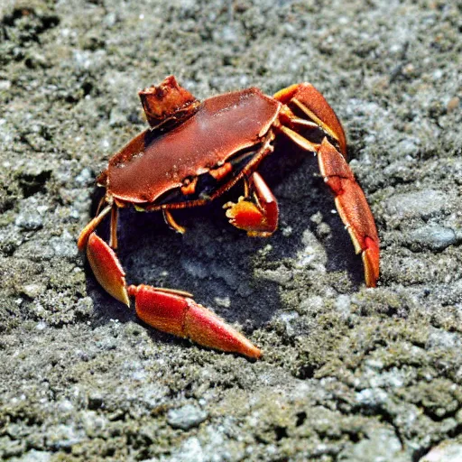 Image similar to rust crab ferris fighting blue gopher