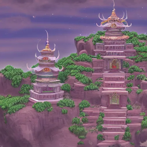 Image similar to top - down handpainted rpg map of a temple in the clouds, by afternoon maps, highly detailed, 4 k, trending on artstation