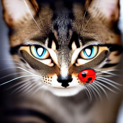 Image similar to a feline ladybug - cat - hybrid, animal photography