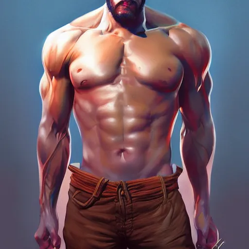 Image similar to Muscular jesus, digital art by Mandy Jurgens and Irina French and Heraldo Ortega , hyperdetailed, artstation, cgsociety