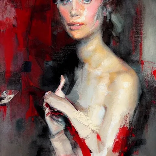 Image similar to spontaneous unfinished romantic portrait under painting, beautiful juicy brush strokes, by richard schmid and sargent, dark, black and red, trending on cgsociety, expressionism