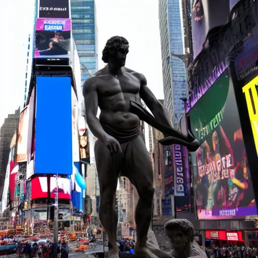 Image similar to a greek statue in times square