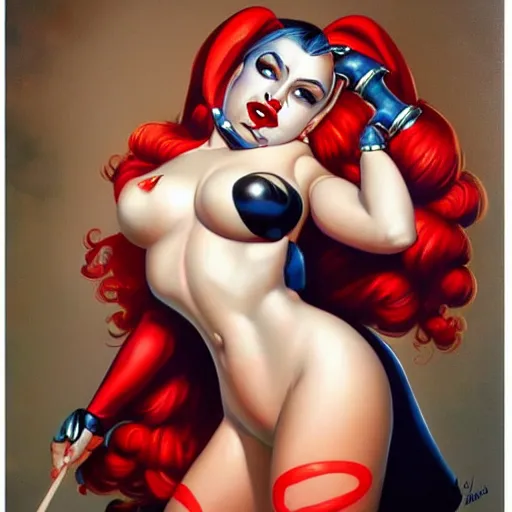 Prompt: harley quinn painted by luis ricardo falero