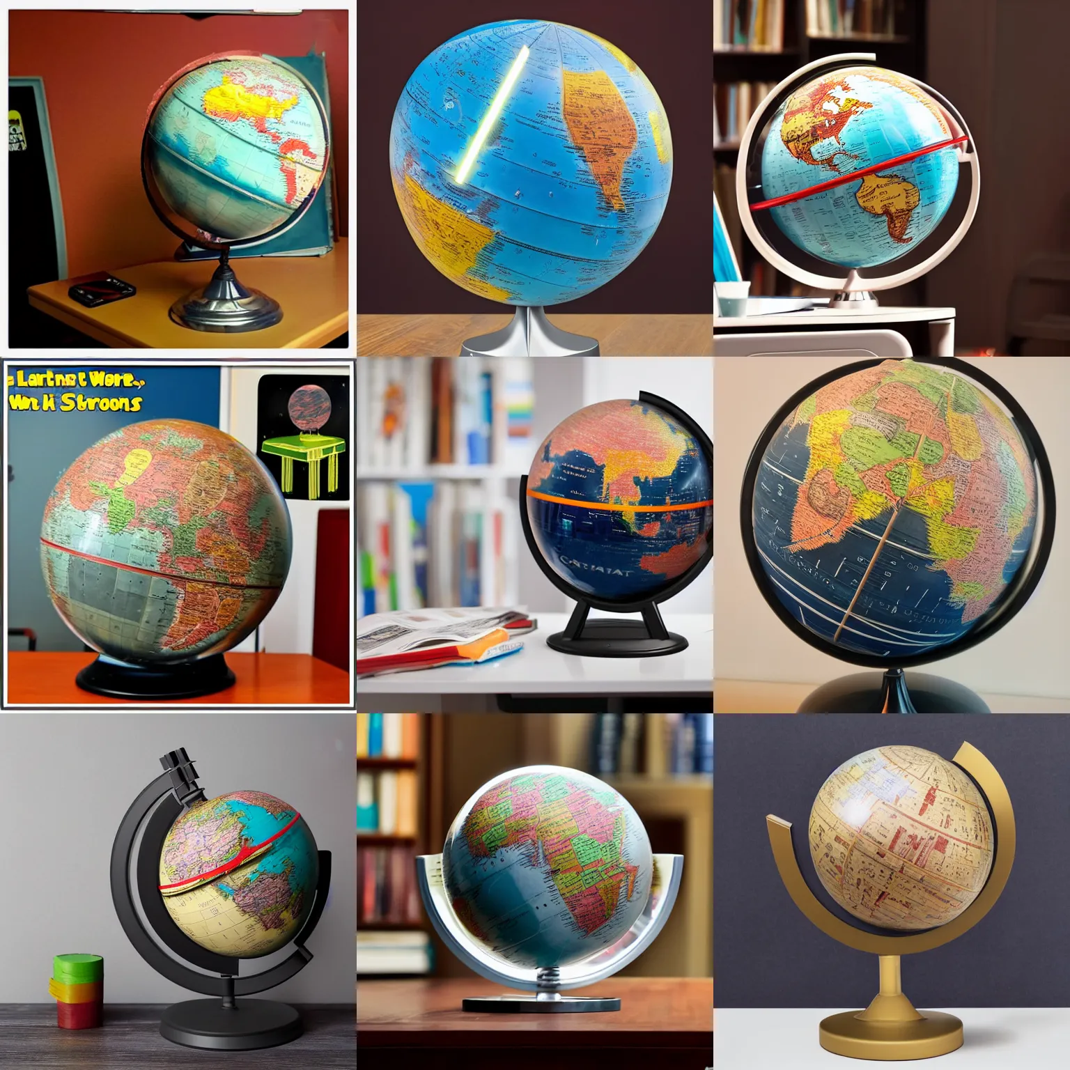 Prompt: the planet coruscant!!!!! from Star Wars as a classroom globe, on a desk, photograph