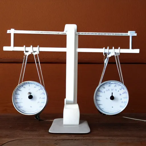 Prompt: set of balance scales with weights