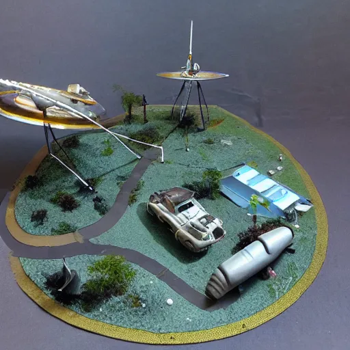 Prompt: ufo landings diorama