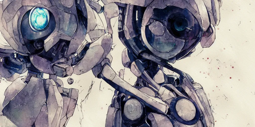 Image similar to a broken robot itself, anime, pencil lines, light watercolour painting, pale sky, beautiful artwork, anime screenshot, tokyo