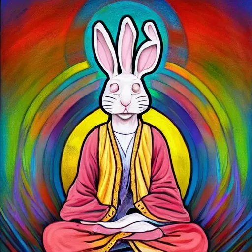 Image similar to this is a painting with the theme rabbit inner peace on the artstation trending page of year 2 2 2 2