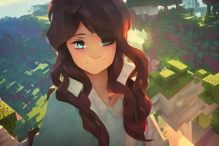 Image similar to minecraft girlfriend, scenic full shot, ambient lighting, detailed face, by makoto shinkai, stanley artgerm lau, wlop, rossdraws