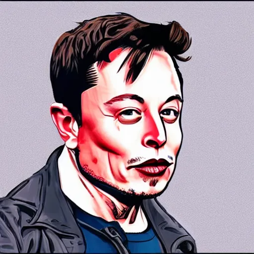 Image similar to elon musk as a caricature drawing