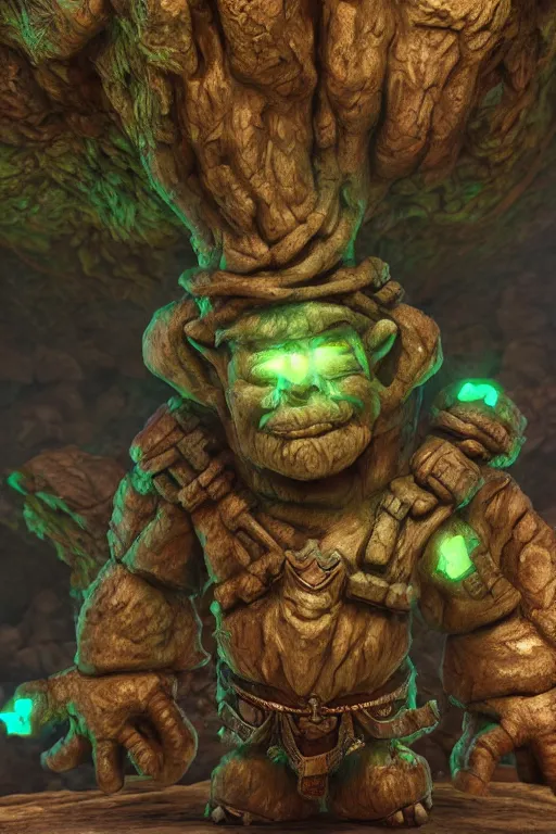 Image similar to zelda fantasy art giant golem troll wood rock greeble gemstone, global illumination ray tracing hdr fanart arstation by sung choi and eric pfeiffer and gabriel garza and casper konefal