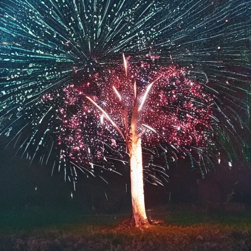 Image similar to a tree with fireworks for leaves