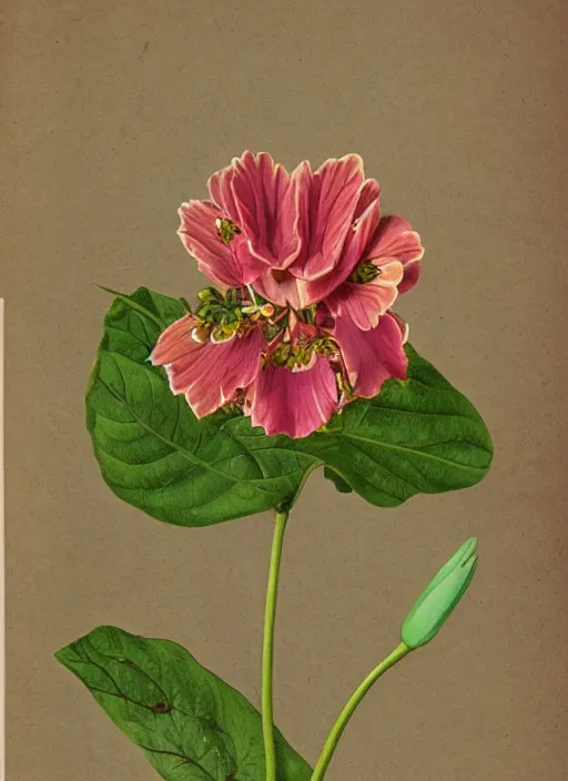 Prompt: fantasy scientific botanical illustration of green colorful flower with a female mouth