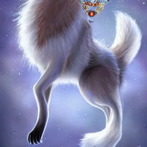 Image similar to tiara, fox wearing a tiara, fantasy art, epic