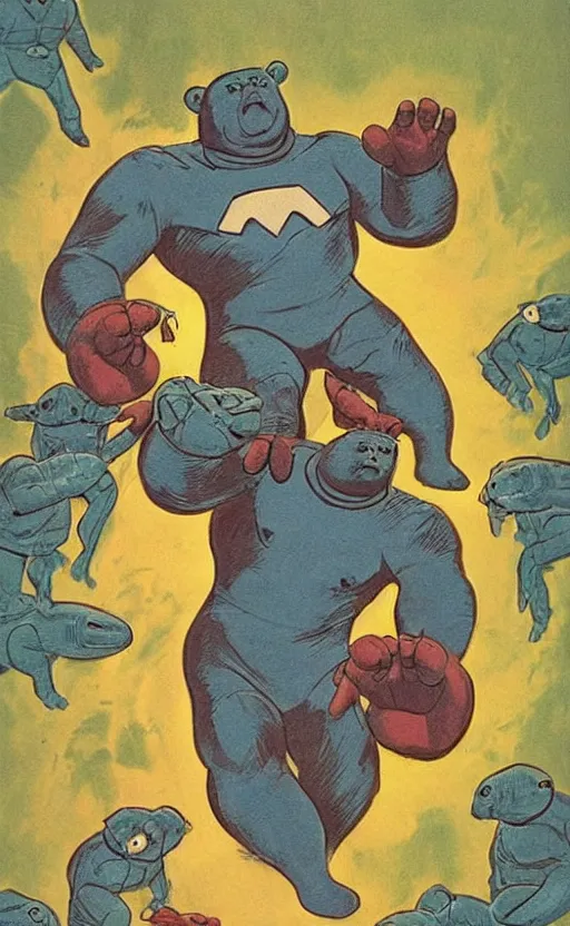 Prompt: john buscema tardigrade, water bear superhero with invulnerability and super strength, marvel comics