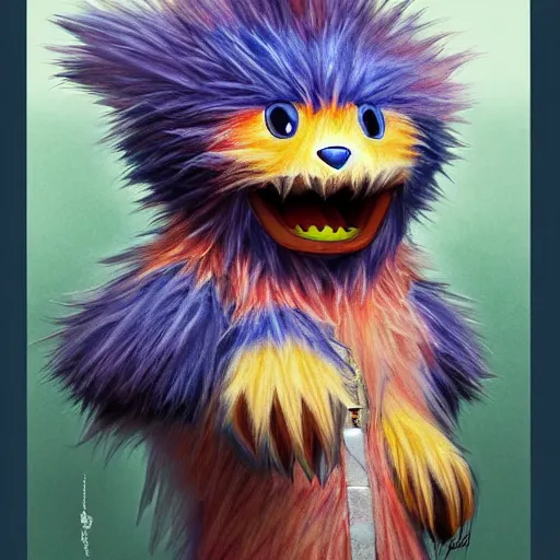 Image similar to Hab Mascot YOUPPI pokemon shiny, legendary, ultra rare, highly detailed, digital pencil painting, anime, cartoonish, hybrid human / anthro, monster youppi pokemon, sharp focus, illustration, art by artgerm and greg rutkowski and alphonse mucha