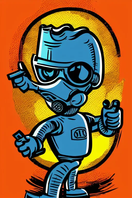 Image similar to fallout 7 6 retro futurist illustration art by butcher billy, sticker, colorful, illustration, highly detailed, simple, smooth and clean vector curves, no jagged lines, vector art, smooth andy warhol style