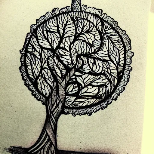 Image similar to tattoo sketch of Tree, high detail