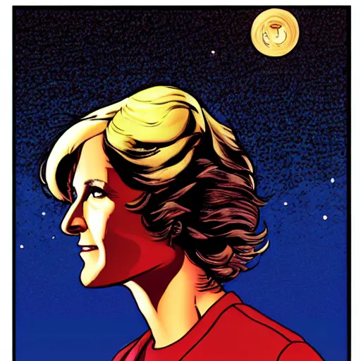 Image similar to helen hunt retro minimalist portrait! moebius starwatcher comic by jean giraud, portrait 8 k