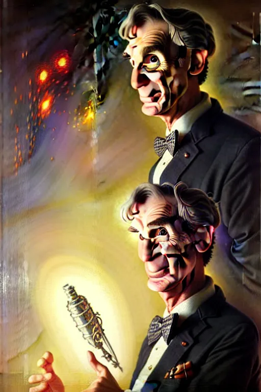 Image similar to bill nye by gaston bussiere, bayard wu, greg rutkowski, giger, maxim verehin