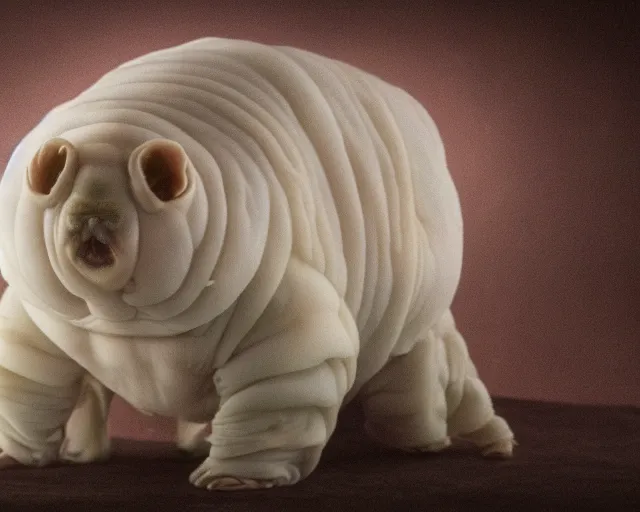 Image similar to siamese tardigrade, tardigrade with cream colored body and dark points on face and paws, pet tardigrade, award - winning pet photography, dramatic lighting, ultra detailed