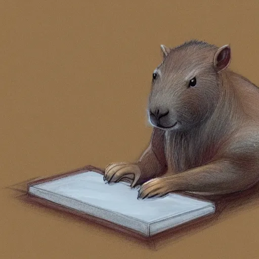 Prompt: a courtroom sketch of a capybara on trial, stylized, trending on artstation, 4k